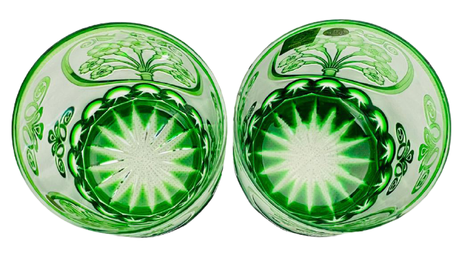 Barevné broušené sklenice na whiskey 320ml - set 2ks - Výška 9cm/320ml