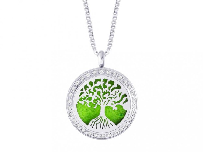 Přívěsek z chirurgické oceli Perfumed Tree of Life, strom života s kubickou zirkonií Preciosa