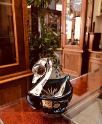 Color-cut crystal swan bowl - Height 10cm