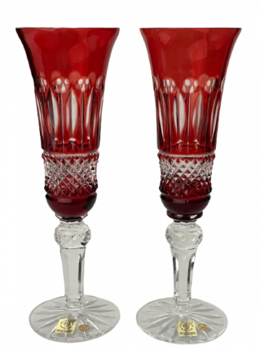 Color-cut crystal champagne glasses - set of 2pcs - Height 24cm/155ml