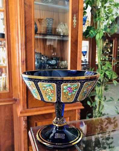 Barevně dekorovaná lištovaná mísa - Výška 15cm / Průměr 18cm