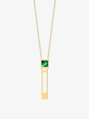 náhrdelník Straight z chirurgické oceli, český křišťál, emerald