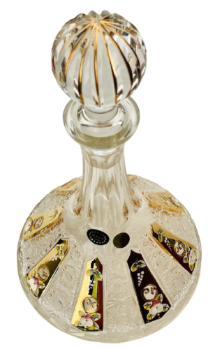 Broušená pozlacená láhev - Výška 31cm/1000ml