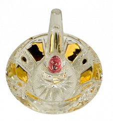 Porta anillos de cristal tallado bañado en oro - Altura 7cm / Diámetro 10cm