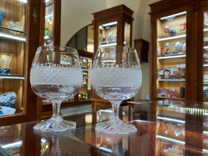 Luxury cut crystal brandy glasses - set of 2pcs
