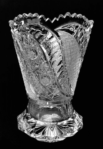 カットクリスタル製花瓶 - 高さ14cm
