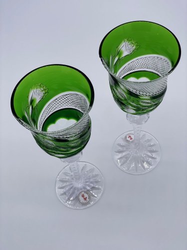 Copas de champán de lujo grabadas (verde) - juego de 2 unidades