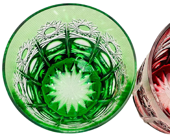 Barevné broušené whisky sklenice - set 2ks - Výška 9cm/320ml