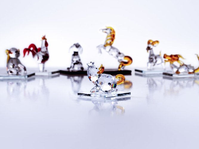 Skleněná figurka Vepř - čínský zodiak z českého křišťálu Preciosa