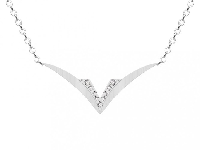 náhrdelník Gemini z chir. oceli, kubická zirkonie, malý, bílý