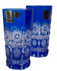 Barevné broušené sklenice na vodu - set 2ks - Výška 10cm/100ml