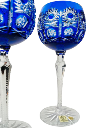 Barevné broušené sklenice na víno - set 2ks - Výška 21cm/190ml