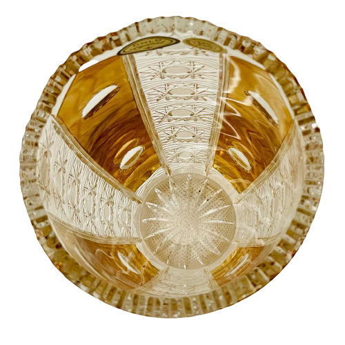 Gold-plated cut crystal vase - Height 20cm