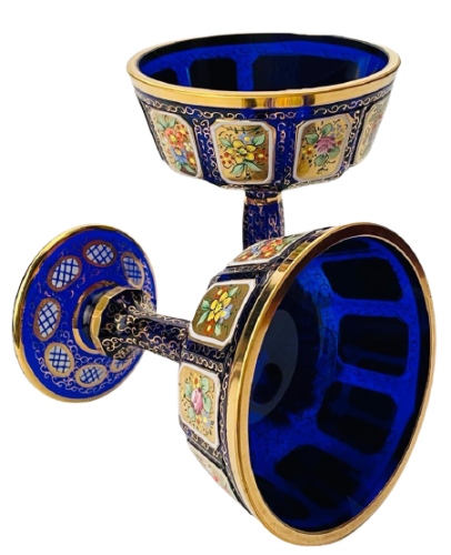 Barevně dekorované lištované sklenice na šampaňské - set 2ks - Výška 13cm/210ml