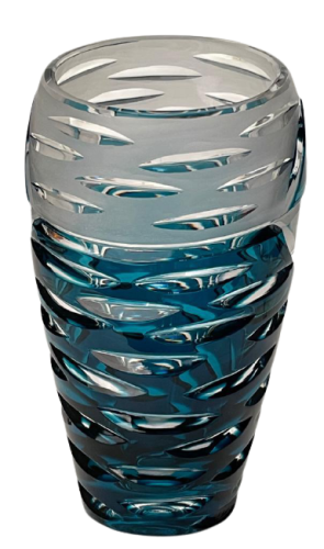 Barevná broušená váza - zkosená - Výška 18cm