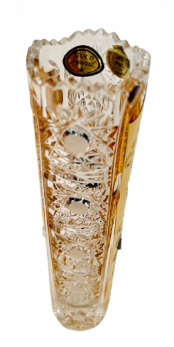 ゴールドプレート・カット・クリスタル製花瓶 - 高さ18cm