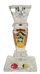 Gold-plated hand cut crystal candleholder - Height 14cm
