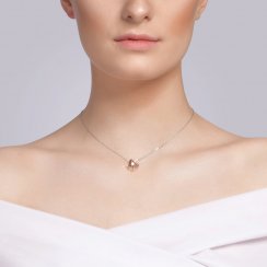 stříbrný náhrdelník Optica, český křišťál, oranžový