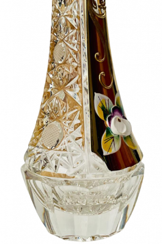 ゴールドプレート・カット・クリスタル製花瓶 - 高さ20cm