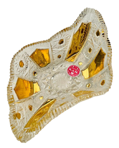 Broušená pozlacená mísa - Výška 3cm