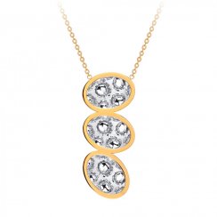 ocelový náhrdelník Idared, ručně mačkané kameny, dlouhý, zlatý, bílý