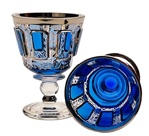 Barevně dekorované lištované sklenice na likér - set 2ks - Výška 8cm/80ml
