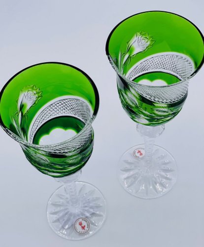 Copas de champán de lujo grabadas (verde) - juego de 2 unidades