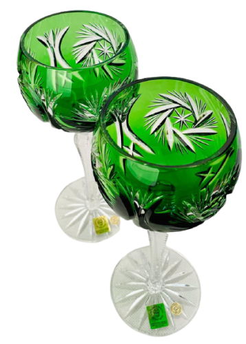 Broušené barevné sklenice na víno - set 2ks - Výška 20cm/190ml