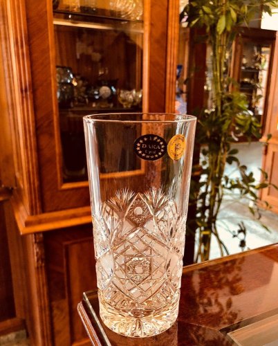 Vasos largos de cristal tallado - juego de 6 piezas - Altura 15cm/350ml