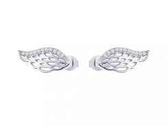 Stříbrné náušnice Angel Wings, andělská křídla s kubickou zirkonií Preciosa
