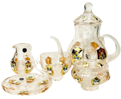 Gold-plated cut crystal tea-set