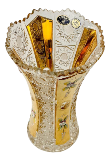 Broušená pozlacená váza - Výška 20cm
