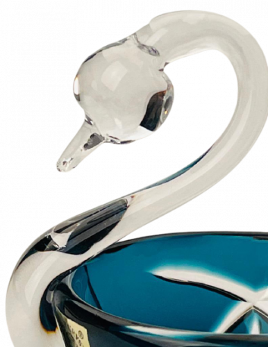 Color-cut crystal swan bowl - Height 10cm