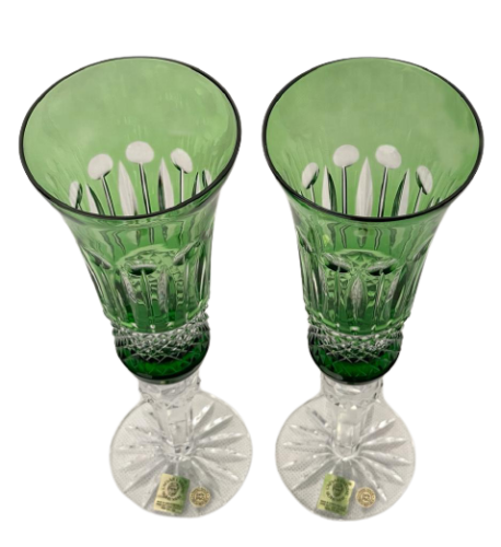 Broušené barevné sklenice na šampaňské - set 2ks - Výška 20cm/190ml