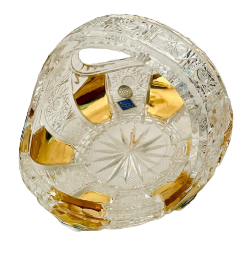 Broušený pozlacený košík - Výška 10cm