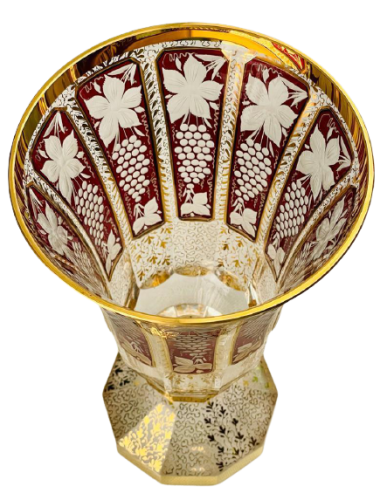 Barevně dekorovaná lištovaná váza - Výška 29cm