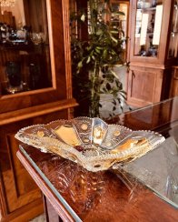 Gold-plated cut crystal bowl - Height 3cm