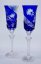 Přejímané luxusní ryté sklenice na sekt (Modré) - set 2ks
