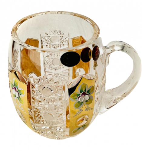 Gold-plated hand cut crystal beer mug - Height 12cm/600ml