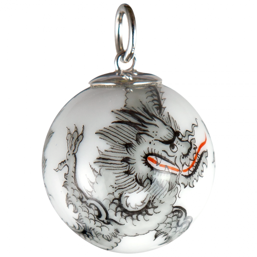 Porcelánový přívěsek TŘI BÍLÝ DRACI MING