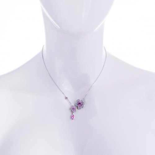 Stříbrný náhrdelník Clematis, květina s kubickou zirkonií Preciosa