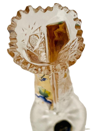 Jarrón de cristal tallado dorado - Altura 13cm