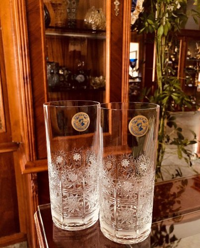 Broušené sklenice Long Drink - set 2ks - Výška 14cm/300ml