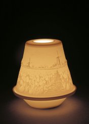 Tulipány v jarním litofánu (Porcelánový svícen)