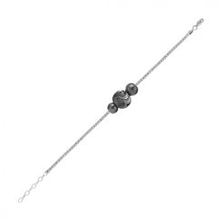 Stříbrný náramek Fantasy, 3 perle Preciosa, černý Délka řetízku: 16 + 3 cm adjusta
