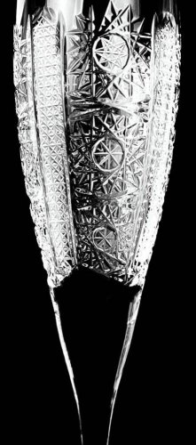 Cut crystal champagne glasses - set of 6pcs - Height 26cm/200ml