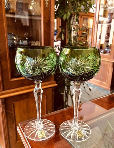 Broušené barevné sklenice na víno - set 2ks - Výška 20cm/190ml