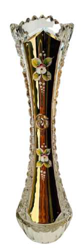 Jarrón de cristal tallado dorado - Altura 25cm