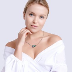 Bižuterní náhrdelník Flying Gem by Veronika, kolibřík s českým křišťálem Preciosa, jednoduchý, růžový