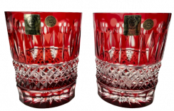 Color-cut crystal whiskey glasses - set of 2pcs - Height 9cm/290ml